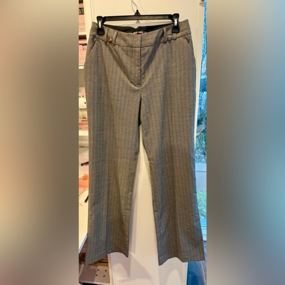 Dalia NWT Gray Pinstripe Wide Leg Dress Pants Size 8 Stretch Career